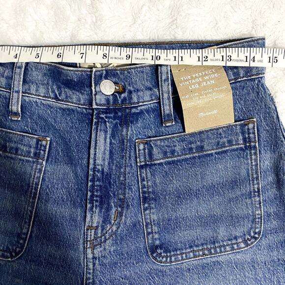 NEW Madewell The Emmett Wide-Leg Full Length Jean Patch Pocket Edition 27 - Picture 9 of 11